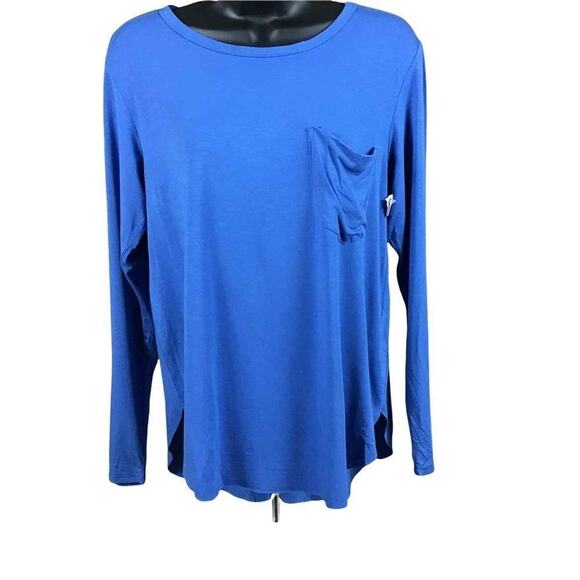 Another Love Women’s Small Blue Pullover Long Sleeve Top Pocket Stretch NWOT - Picture 8 of 16